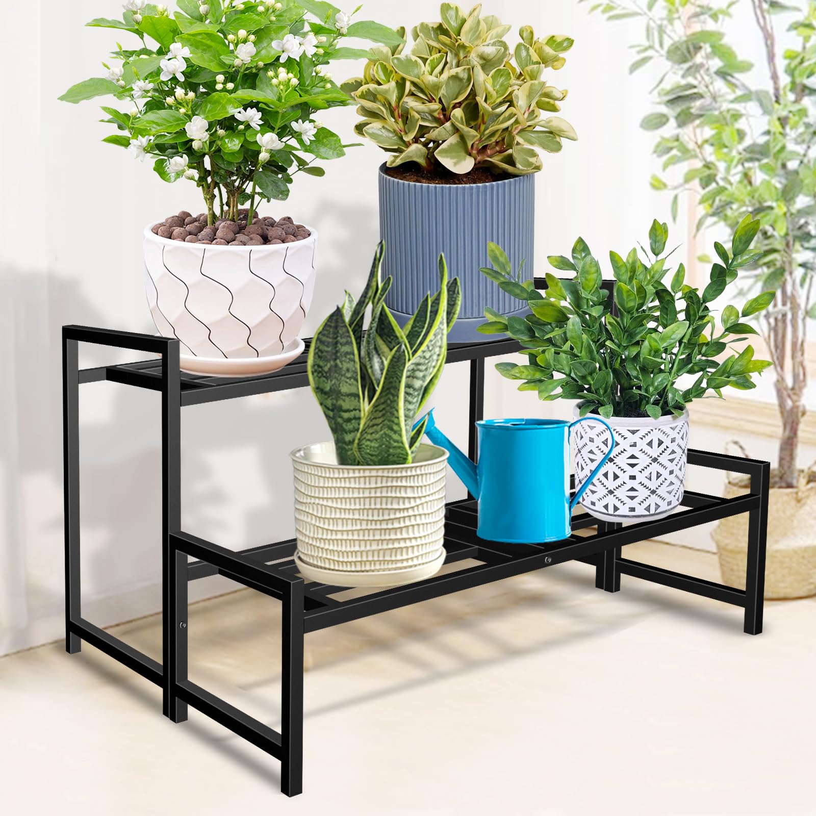 Lilybud lily plant stand bottom shelf keeps small pots neatly arranged on any surface.