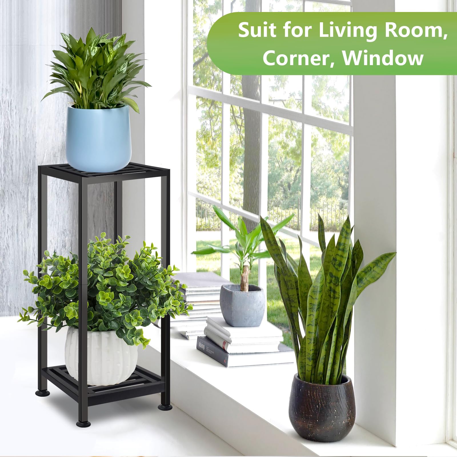 Lilybud space-saving plant shelf helps organize small plants and sundries.