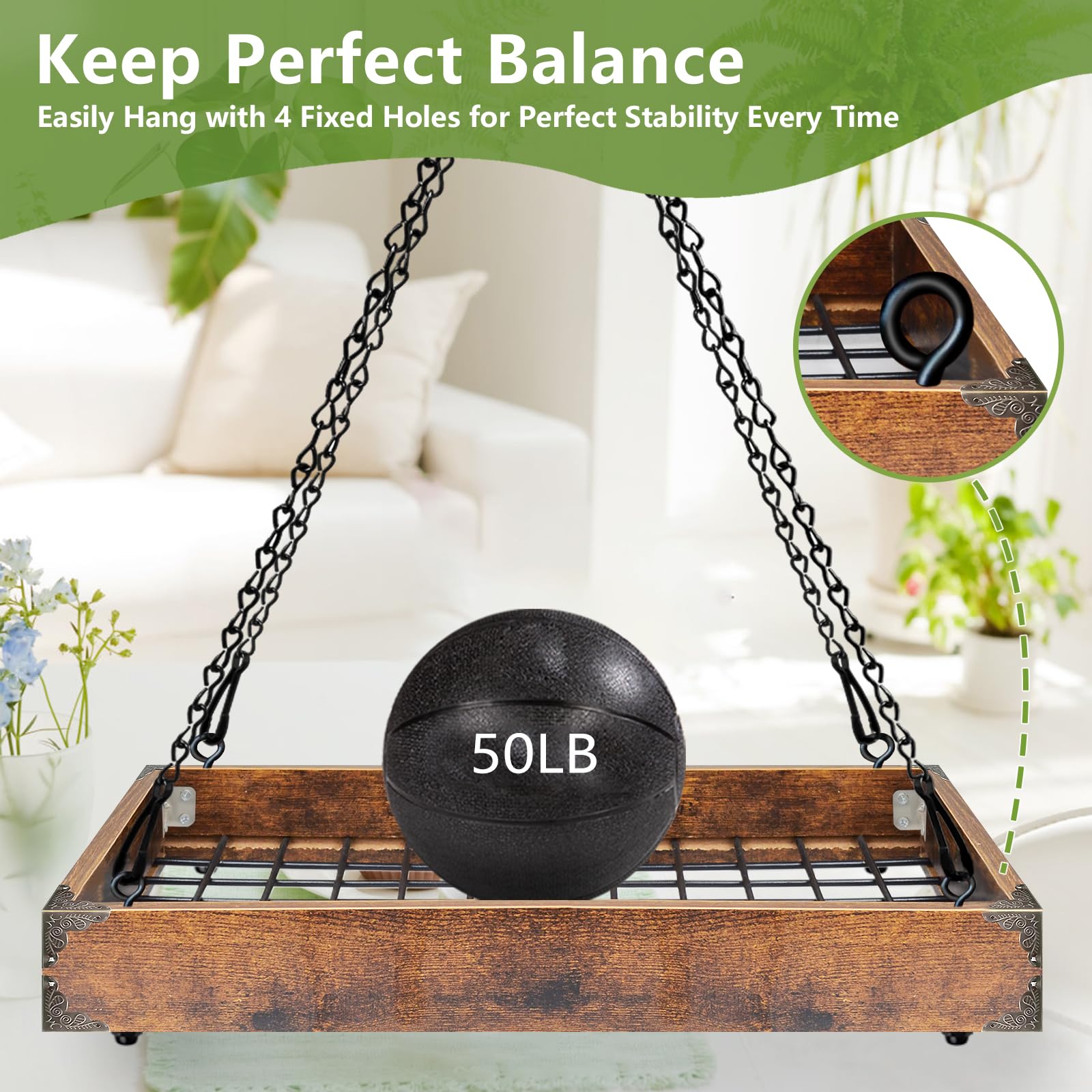 Lilybud 50 lb capacity keeps heavier pots securely in place.
