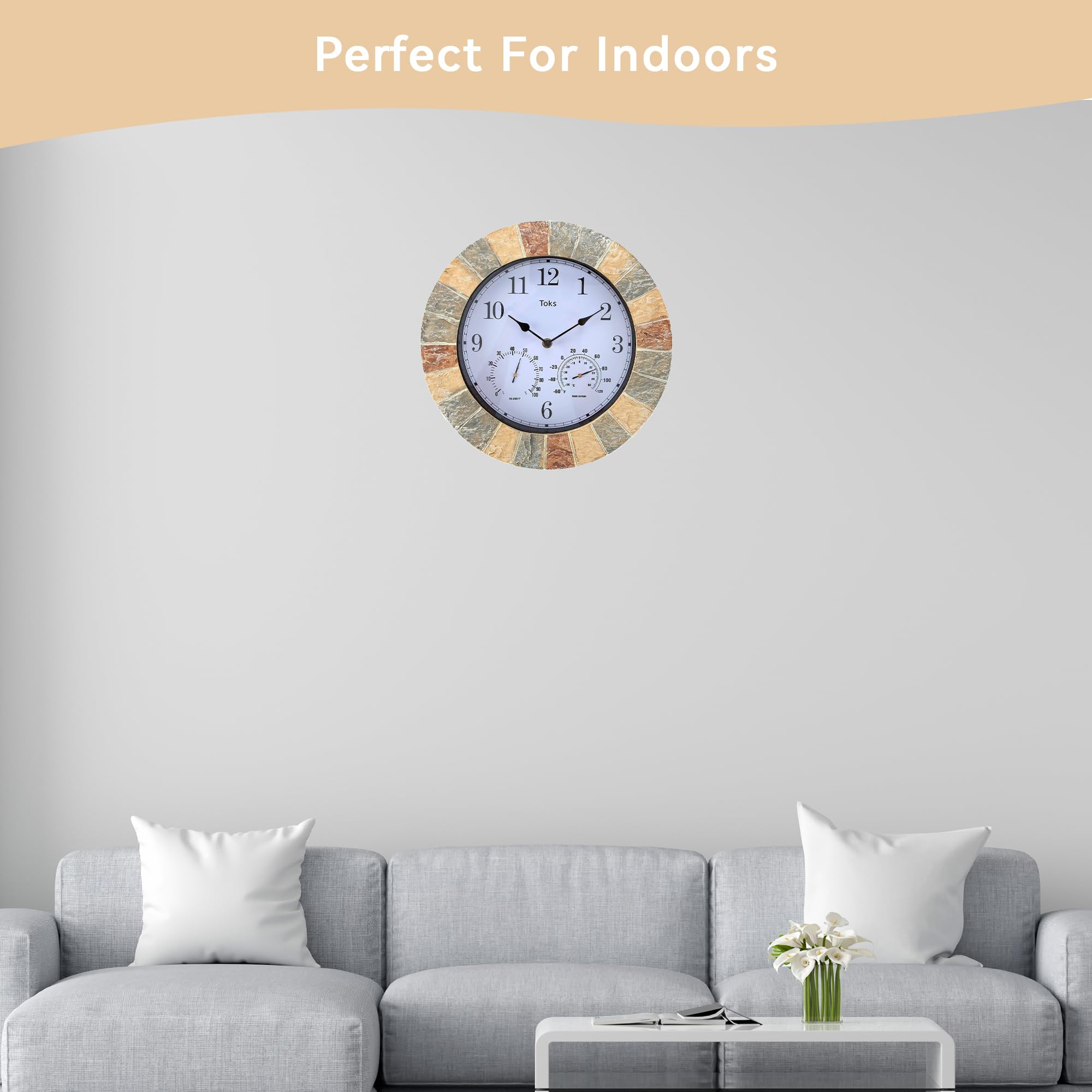 Lily's Home battery-powered clock shown as cord-free wall accessory