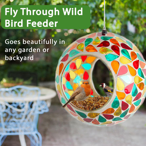 Lily's Home fly-through feeder hangs easily for convenient garden viewing.