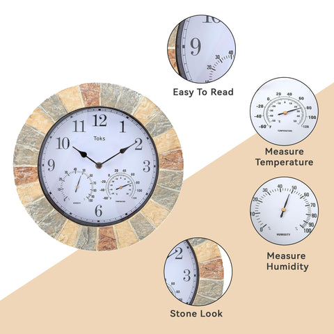 Lily's Home outdoor wall clock in garden setting for weather-ready timing