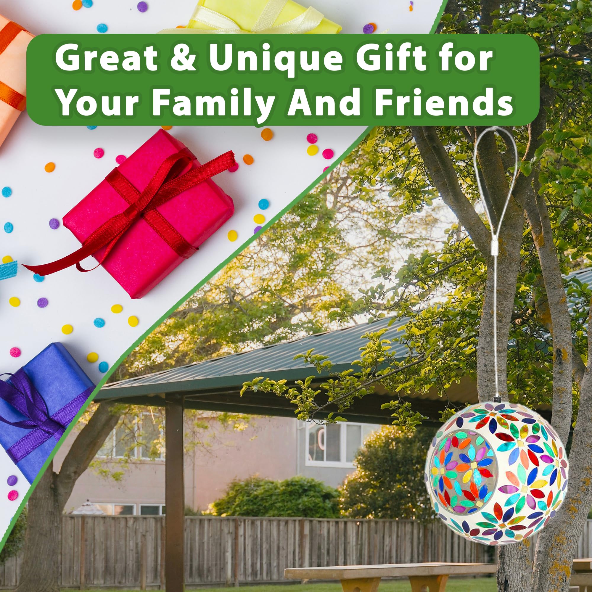 Lily's Home glass mosaic bird feeder is a thoughtful gift for garden lovers.