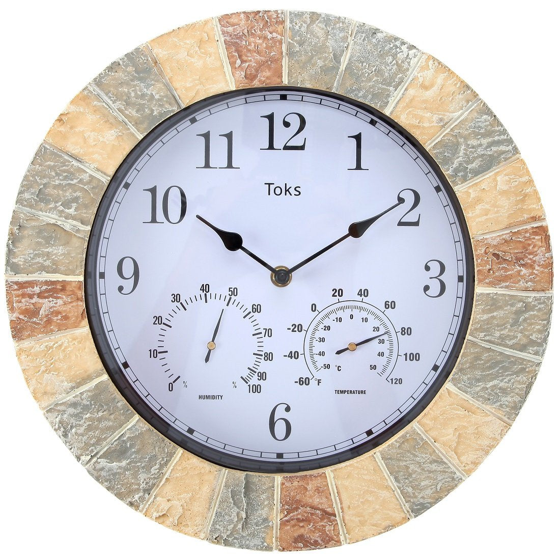 Lily's Home hanging wall clock with thermometer and hygrometer for indoor or outdoor use