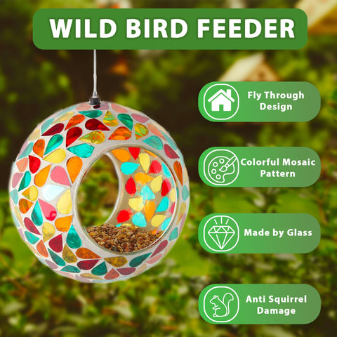 Lily's Home mosaic glass feeder adds color to attract birds.