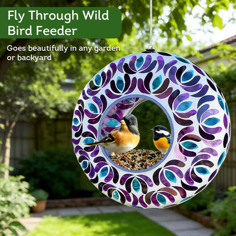 Lily's Home outdoor garden decor bird feeder enhances patios with colorful detail.