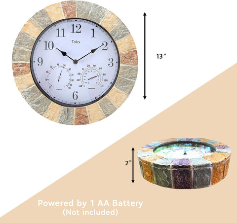 Lily's Home faux-stone clock face adds rustic charm to patios and rooms