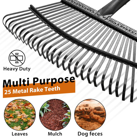 Lilyvane heavy-duty steel rake with 25 tines for durability
