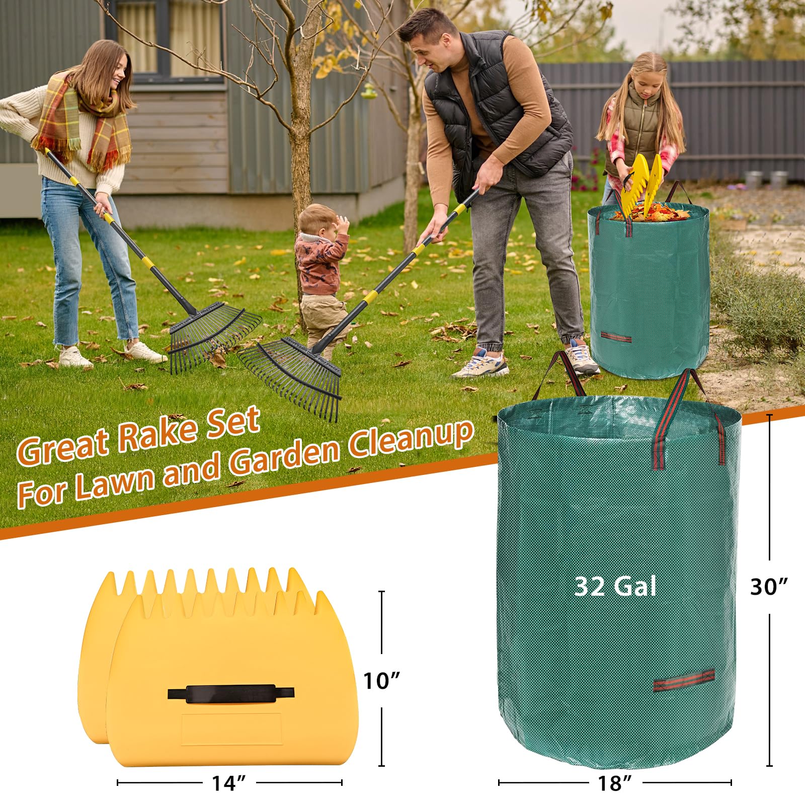 Lilyvane rake handle extends to 65 inches for comfortable reach