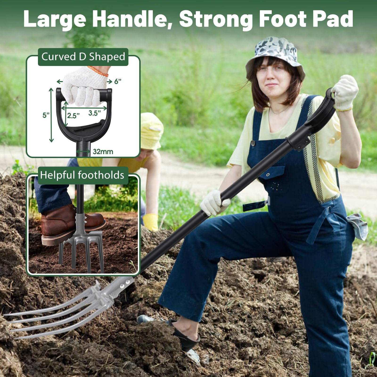 Lilyvane carbon steel fork head resists bending for tough garden tasks.