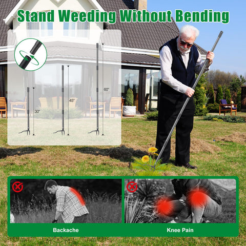 Lilyvane foot lever increases pulling power for tougher weeds