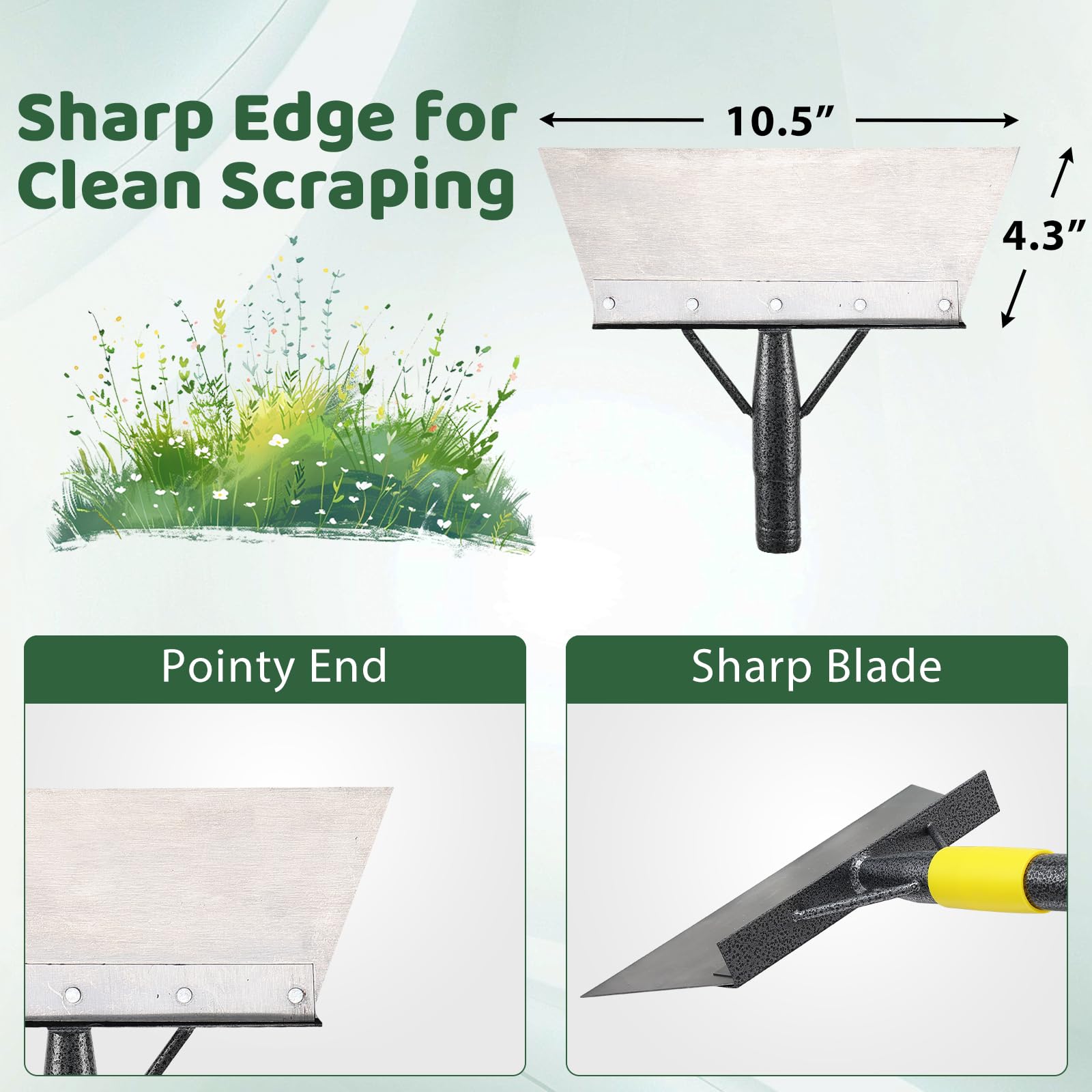 Lilyvane Garden Flat Shovel extended handle for greater reach during weeding