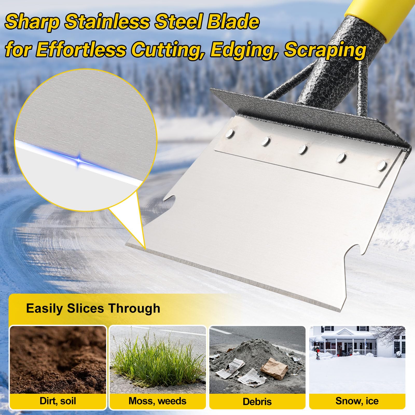 Lilyvane flat shovel side slot feature facilitates soil break-up.
