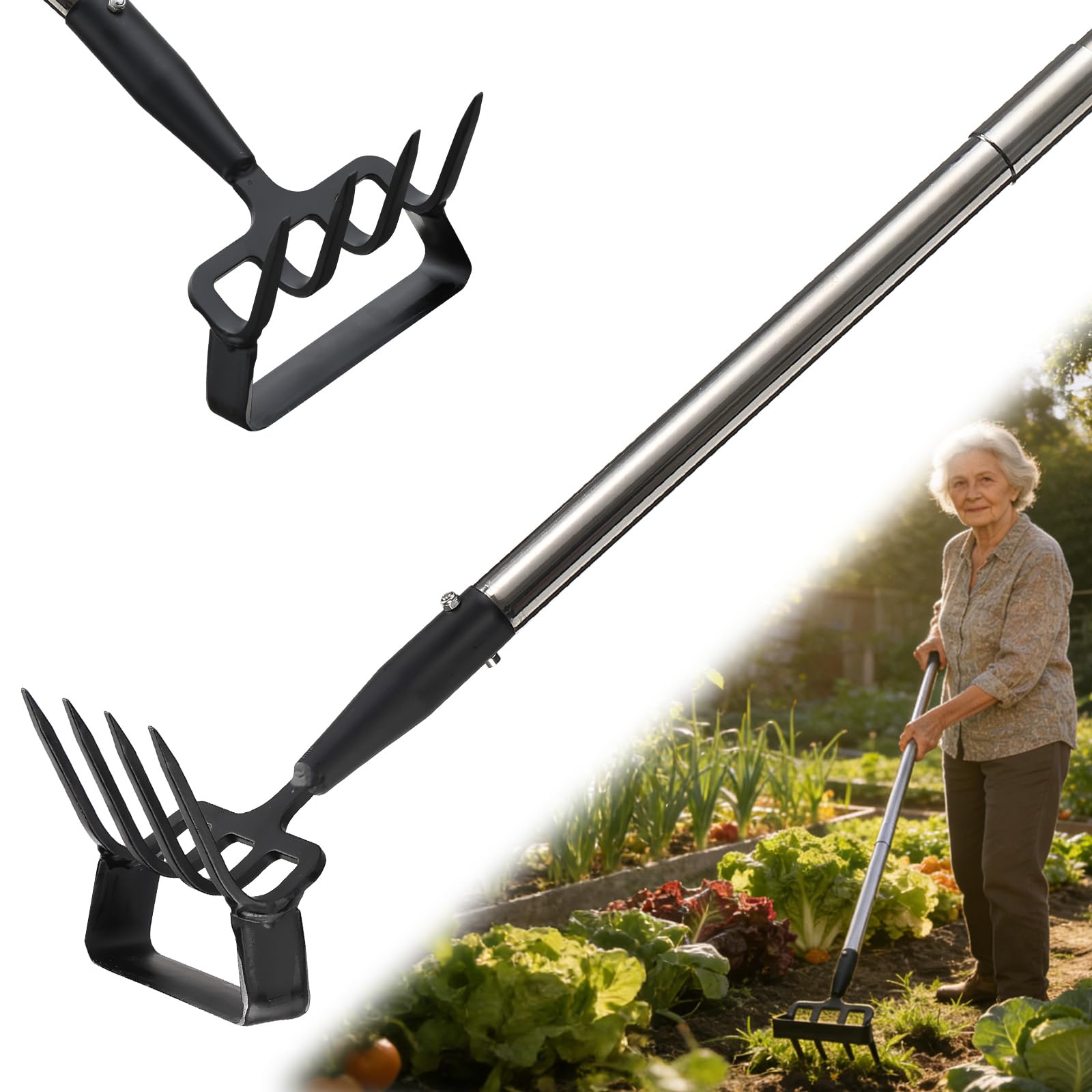 Lilyvane garden hoe 2in1 cultivator shows versatile weeding and soil cultivation