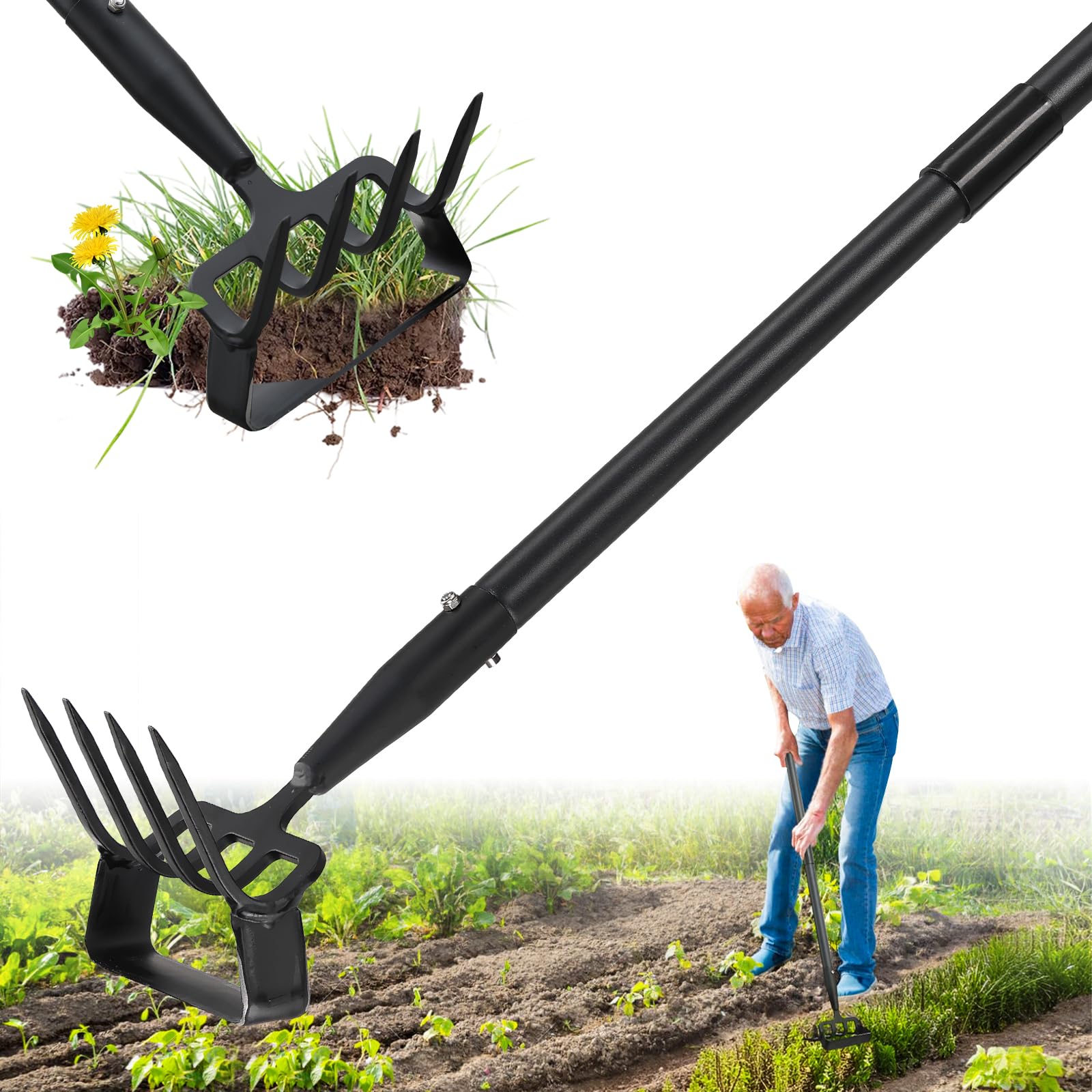 Lilyvane garden hoe with stirrup head enables fast bed weeding.