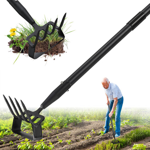 Lilyvane garden hoe with stirrup head enables fast bed weeding.