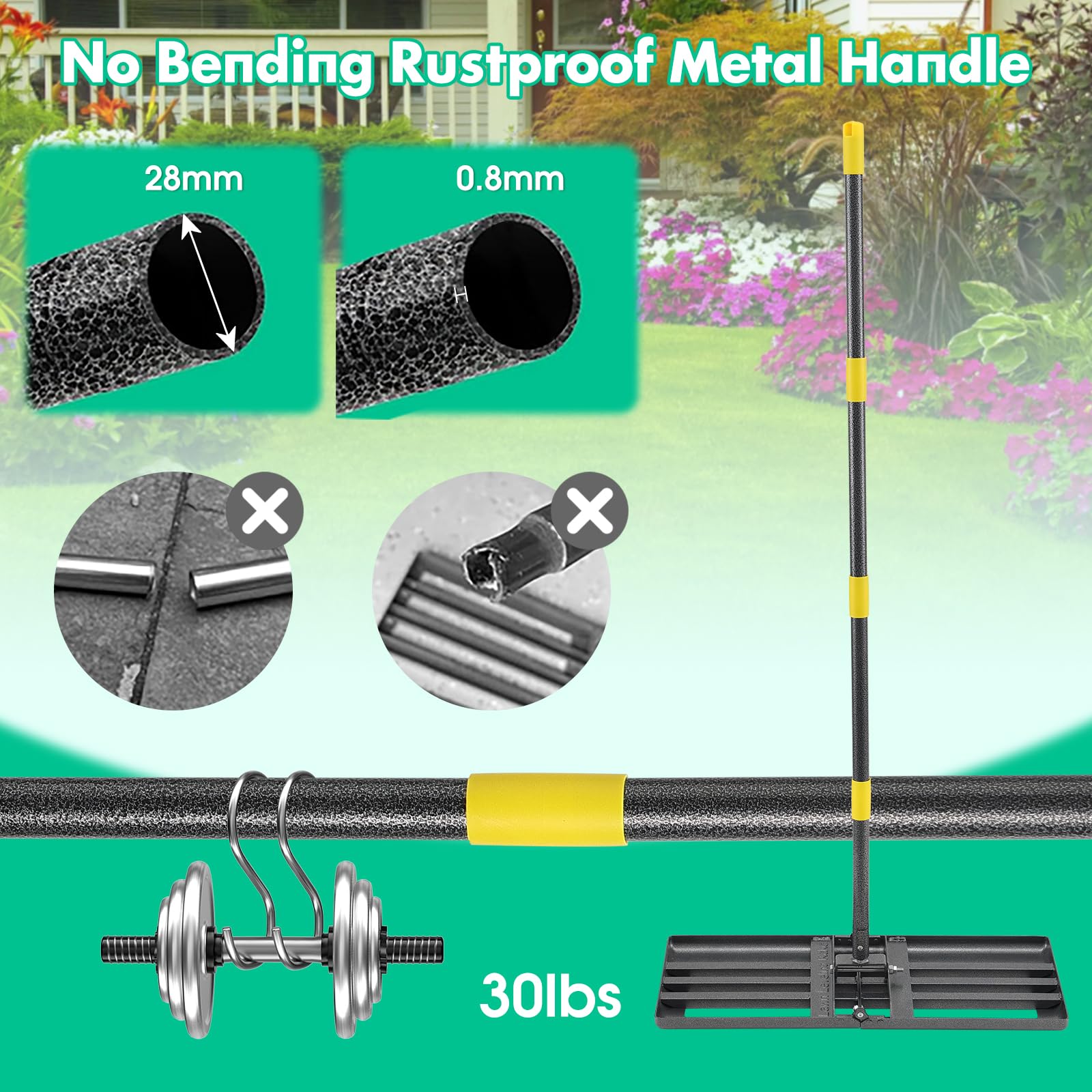 Lilyvane heavy-duty landscaping leveler distributes materials evenly