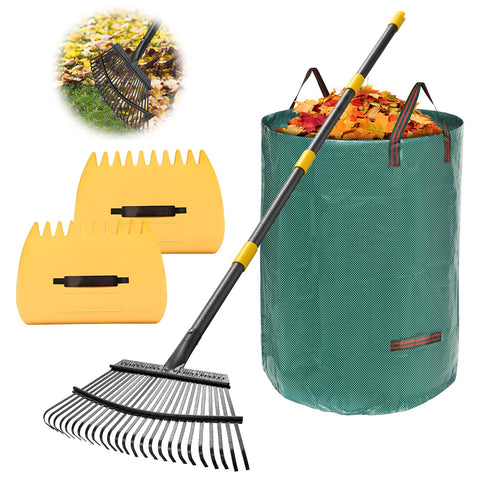 Lilyvane leaf rake with 18-inch head for fast lawn cleanup