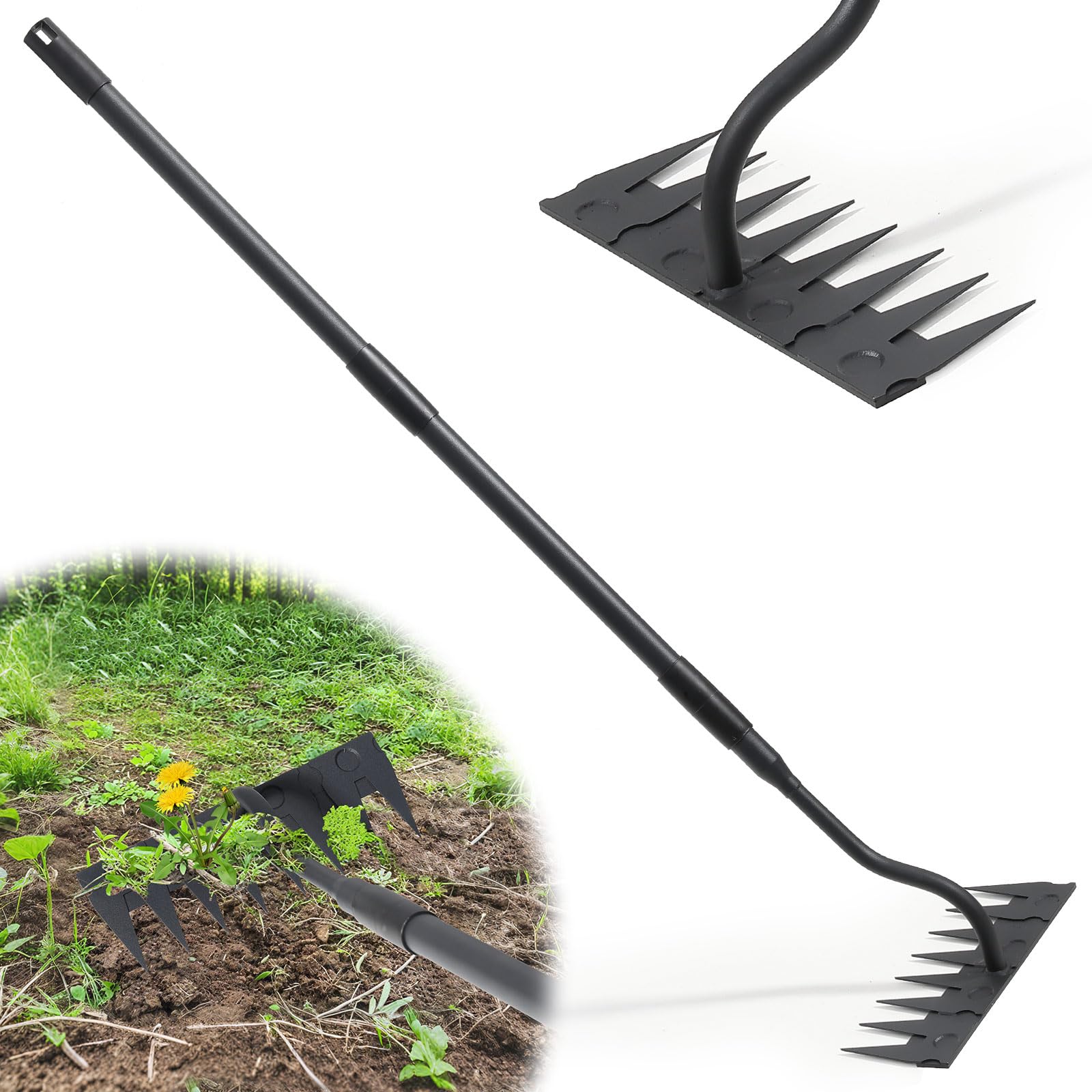 Lilyvane manual weeder 8-tine blade in action for precise weed cutting