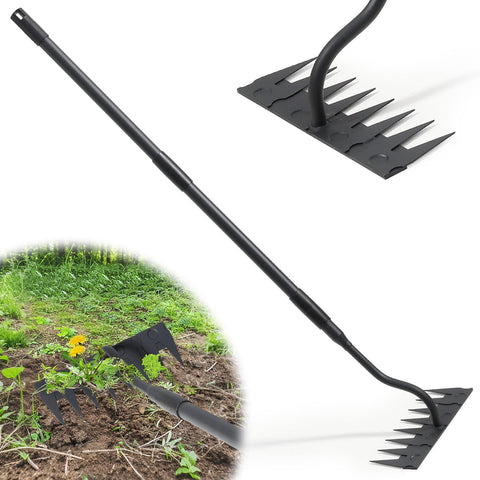 Lilyvane manual weeder 8-tine blade in action for precise weed cutting