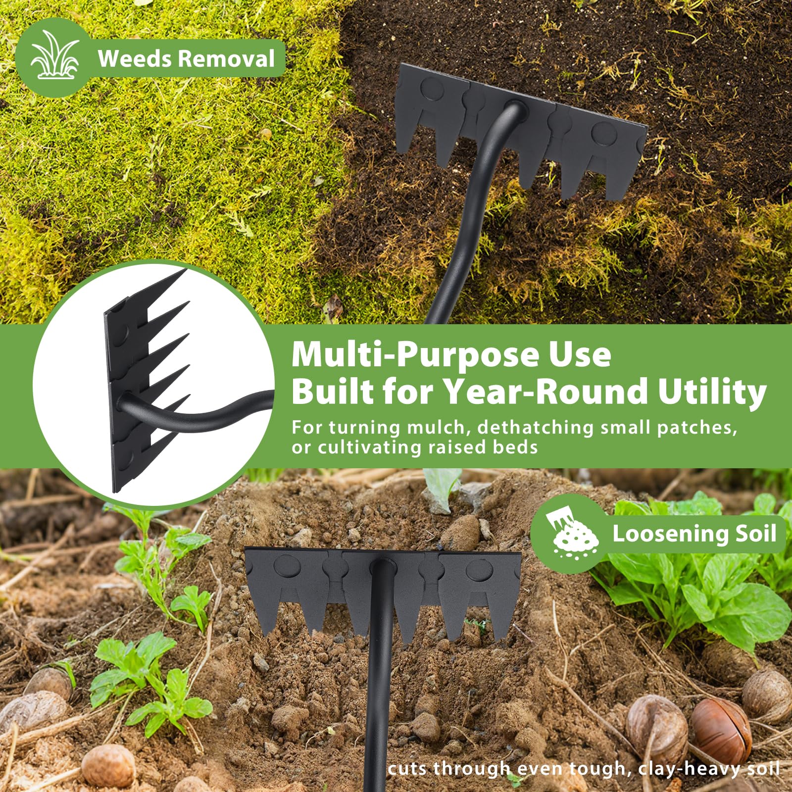 Lilyvane long-handle weeder set to 55 inches for easy reach.