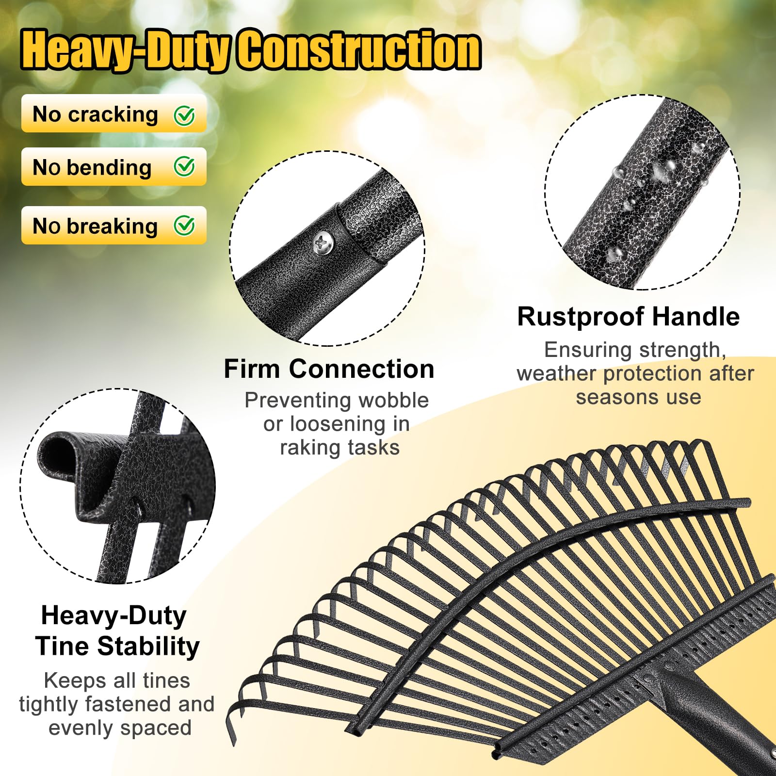 Lilyvane easy-assembly rake designed for portable storage.