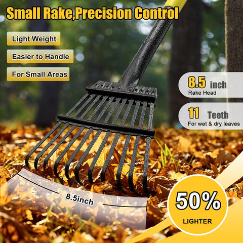 Lilyvane rake close-up shows 11 steel tines for durability