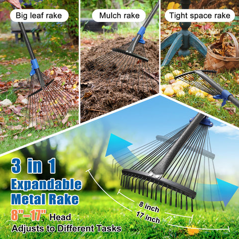 Lilyvane rake with 18 durable tines for efficient debris pickup