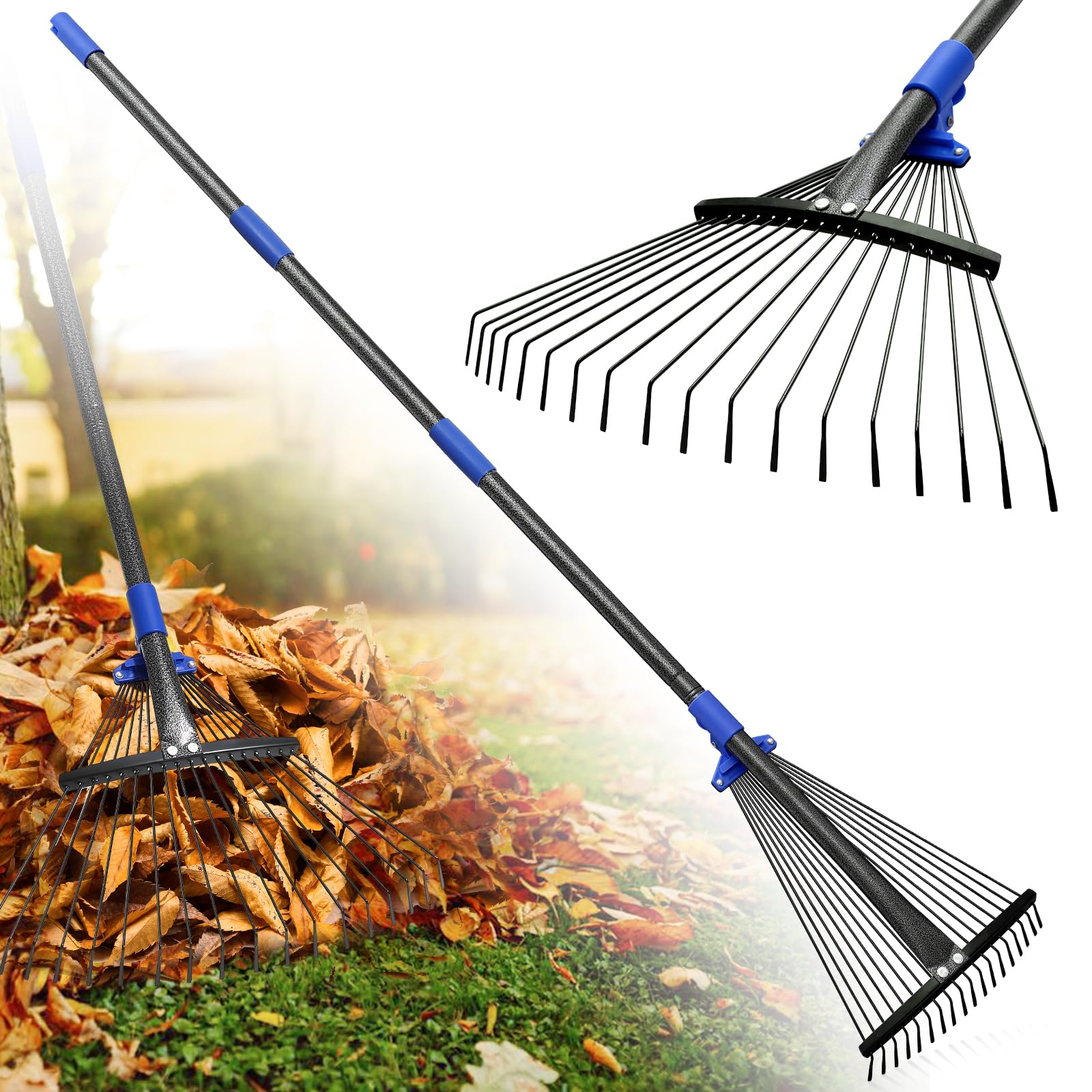 Lilyvane rake head adjustable from 8 to 17 inches for precision in tight spaces