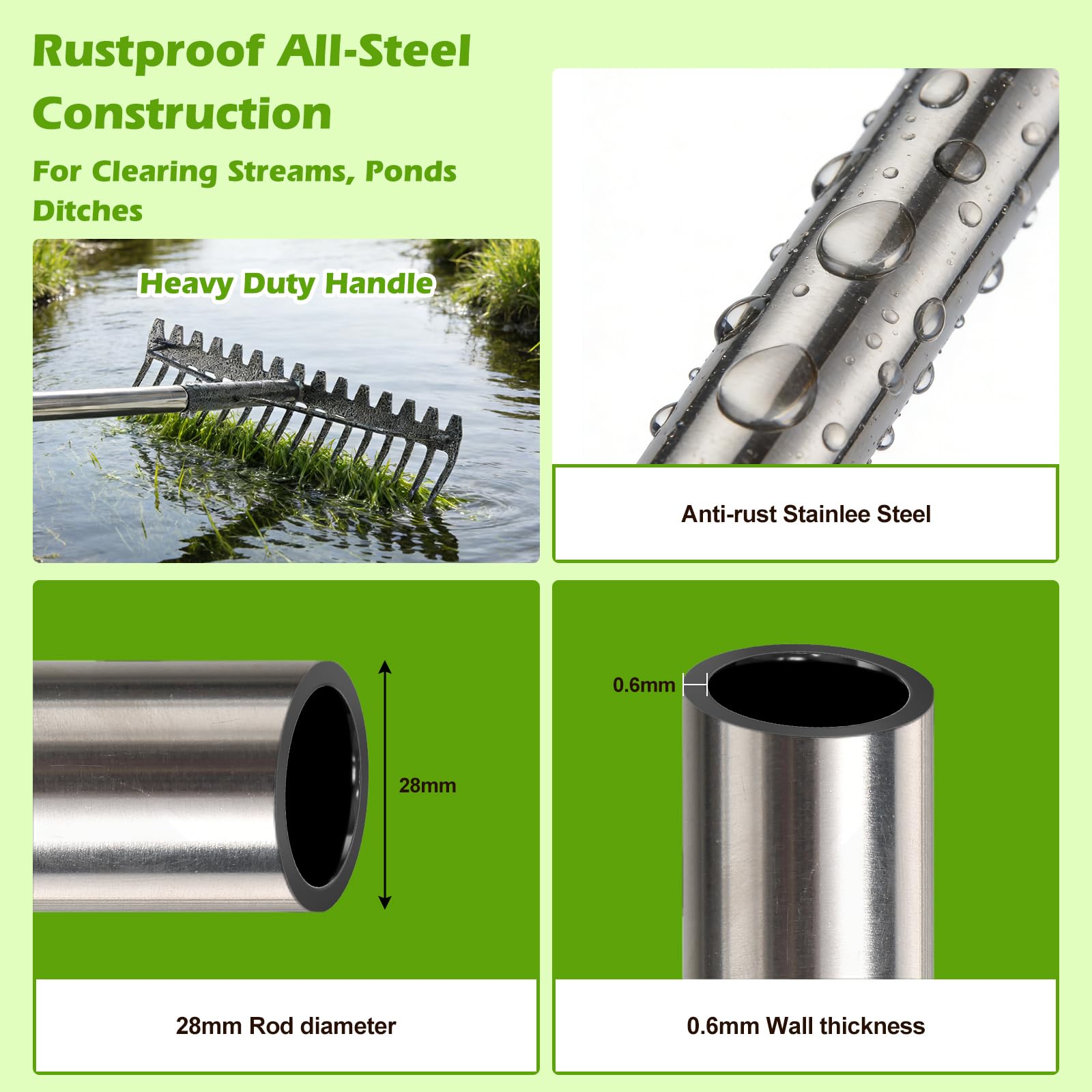 Lilyvane stainless steel handle resists rust in outdoor use.