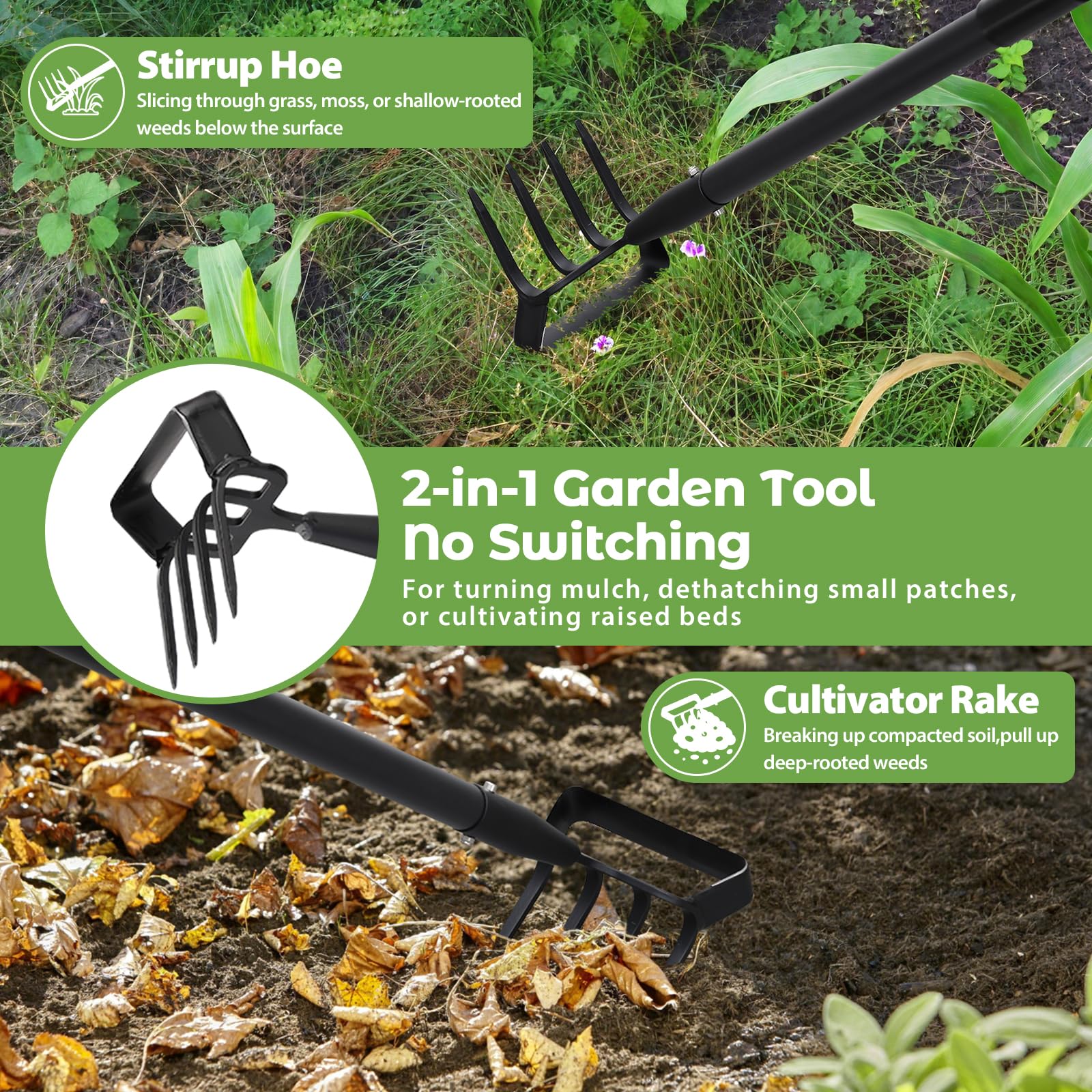 Lilyvane stirrup hoe edge close-up shows sharp blade for precise weeding.