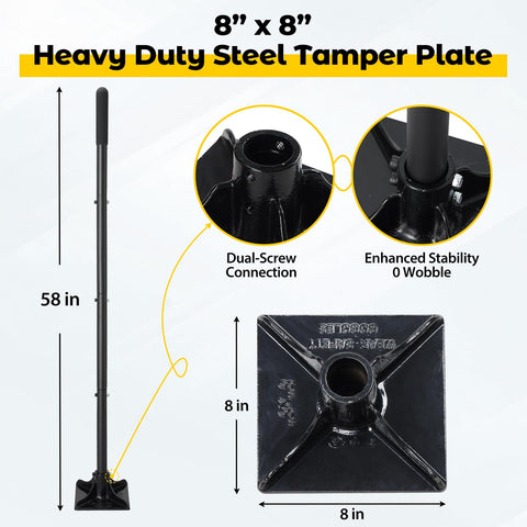 Lilyvane Tamper 58-inch handle provides ergonomic leverage during use