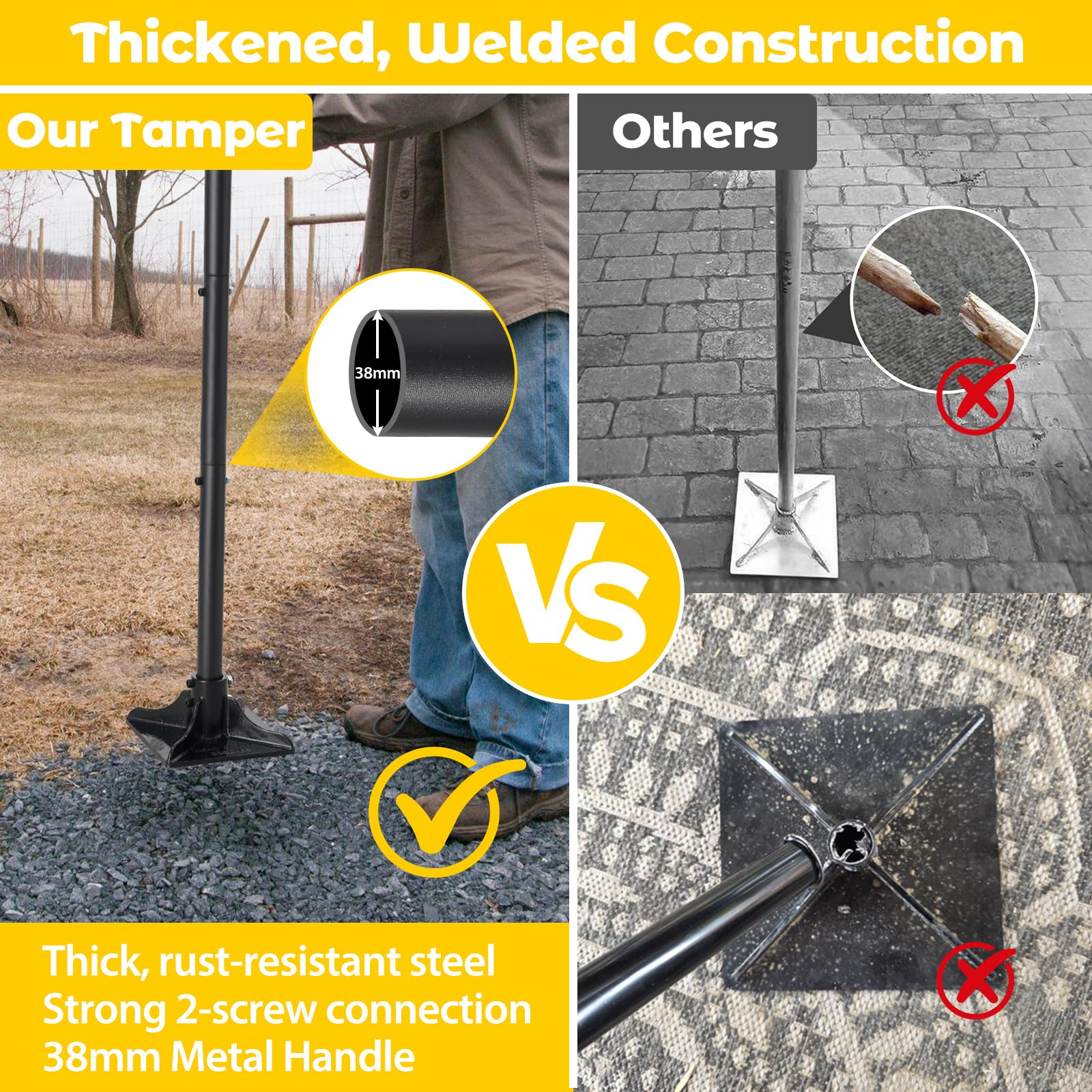 Lilyvane Tamper non-slip grip improves control during repetitive tamping