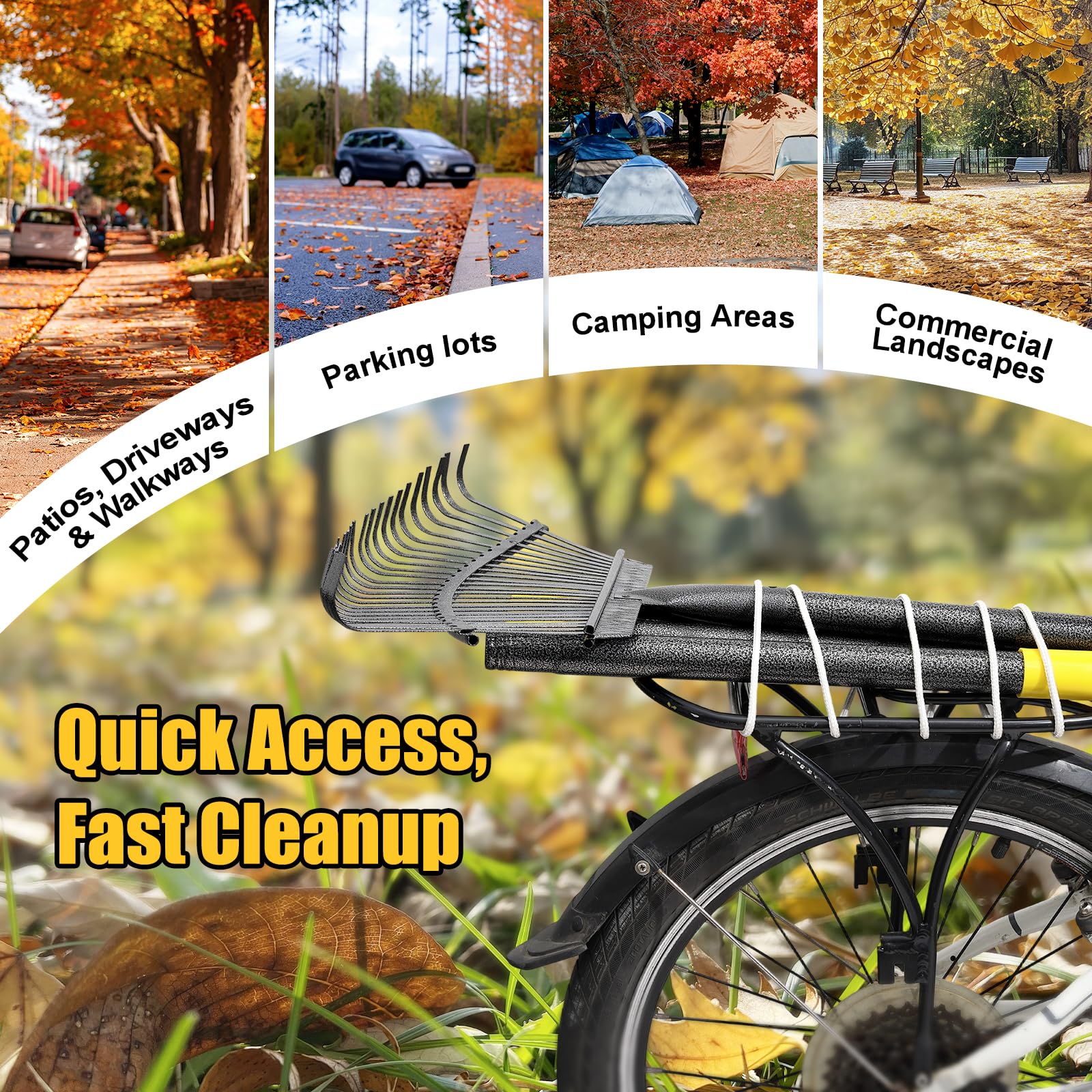 Lilyvane versatile yard rake ideal for leaves, debris, and pine needles.