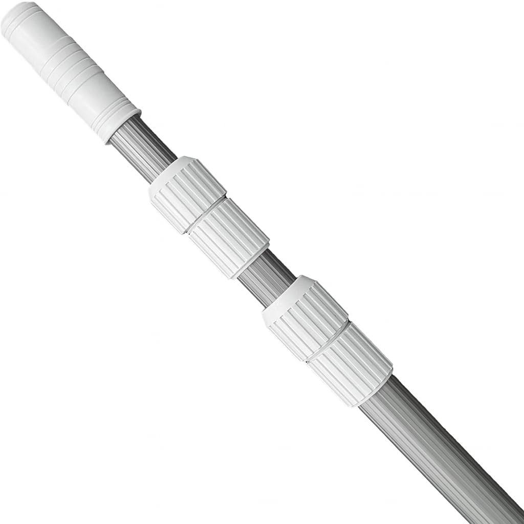 LIME POOL 12ft pole extended to reach pool corners for thorough cleaning.