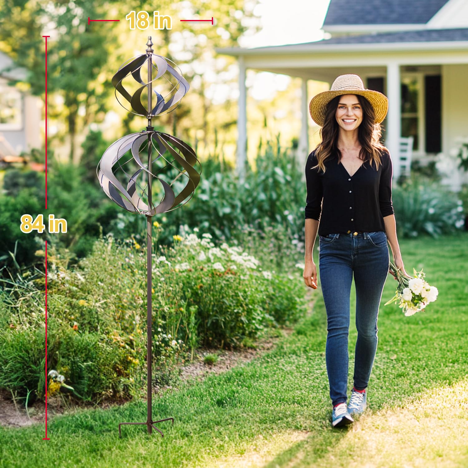 LimeHill 3D kinetic wind spinner brings dynamic motion to your garden.