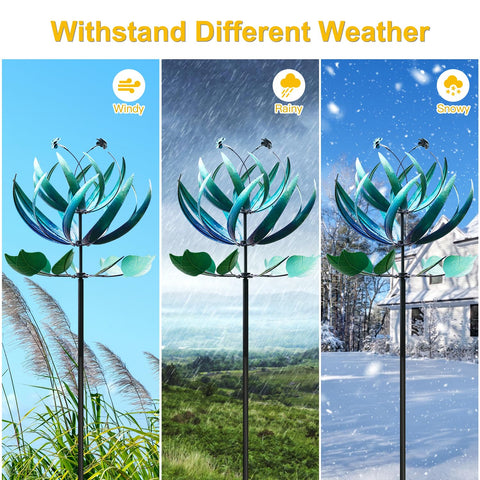 LimeHill wind spinner blue lotus hand painted finish enhances durability and style.