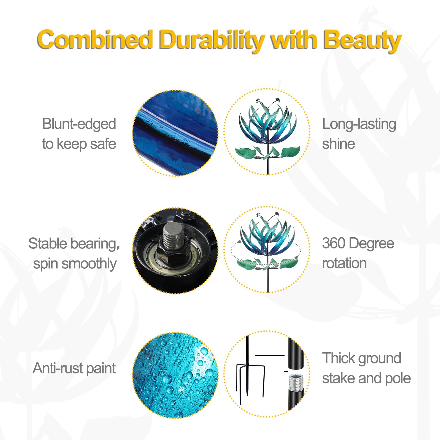 LimeHill wind spinner blue lotus patio display brings color to porches and walkways.