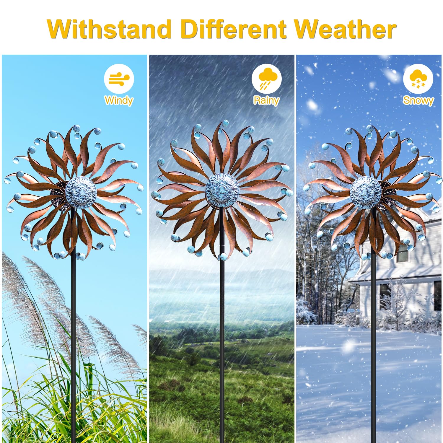 LimeHill Wind Spinner dynamic garden sculpture creates visual interest on breezy days
