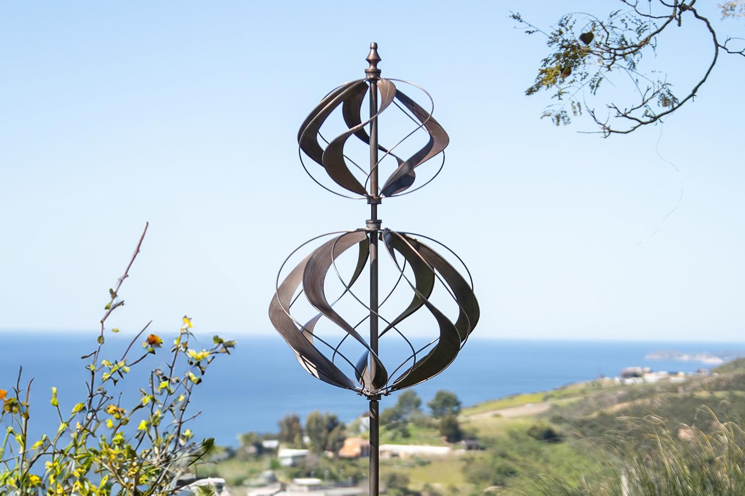 LimeHill front door display wind spinner adds moving charm to entry.