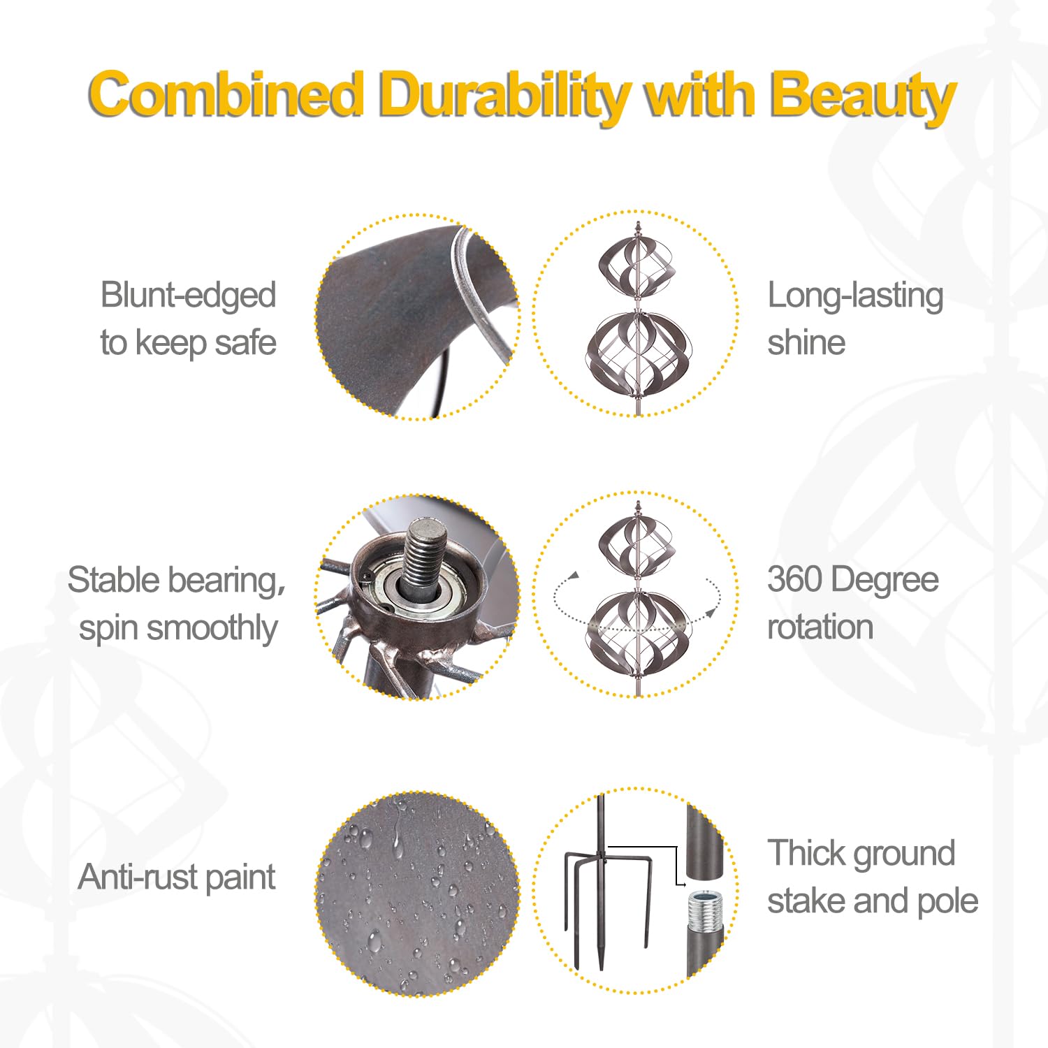 LimeHill hand-painted silver wind spinner with refined detailing.