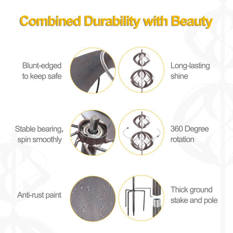 LimeHill hand-painted silver wind spinner with refined detailing.