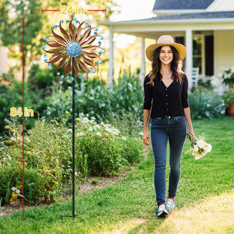 LimeHill Wind Spinner kinetic yard art showcases dynamic movement in the garden