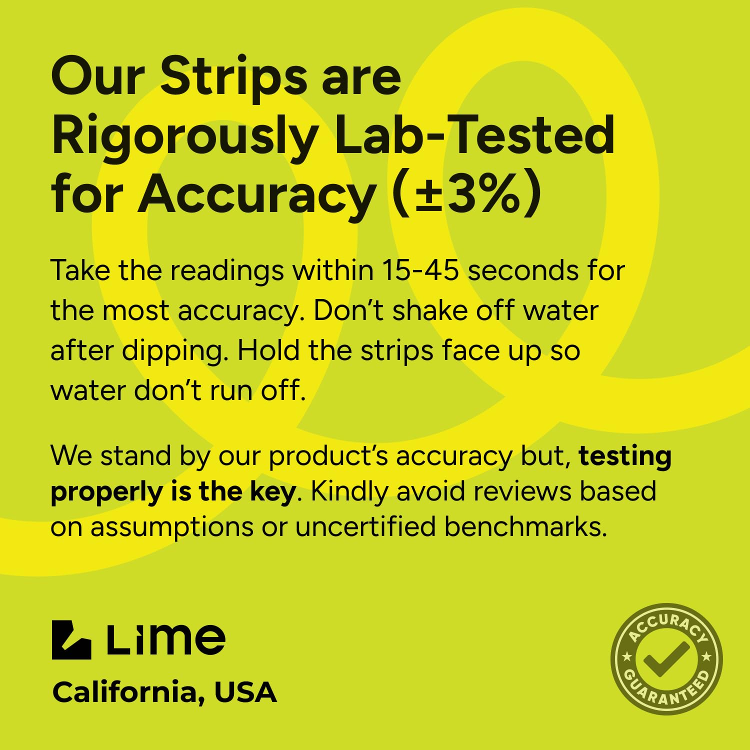 LIME POOL hold-horizontal-45-seconds to read color results clearly.