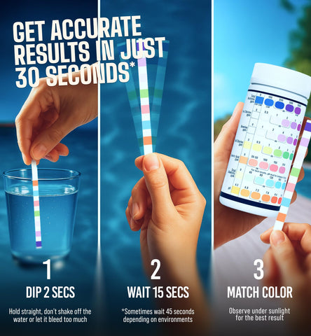 LIME POOL outdoor-use strip-pack for pool, spa testing.