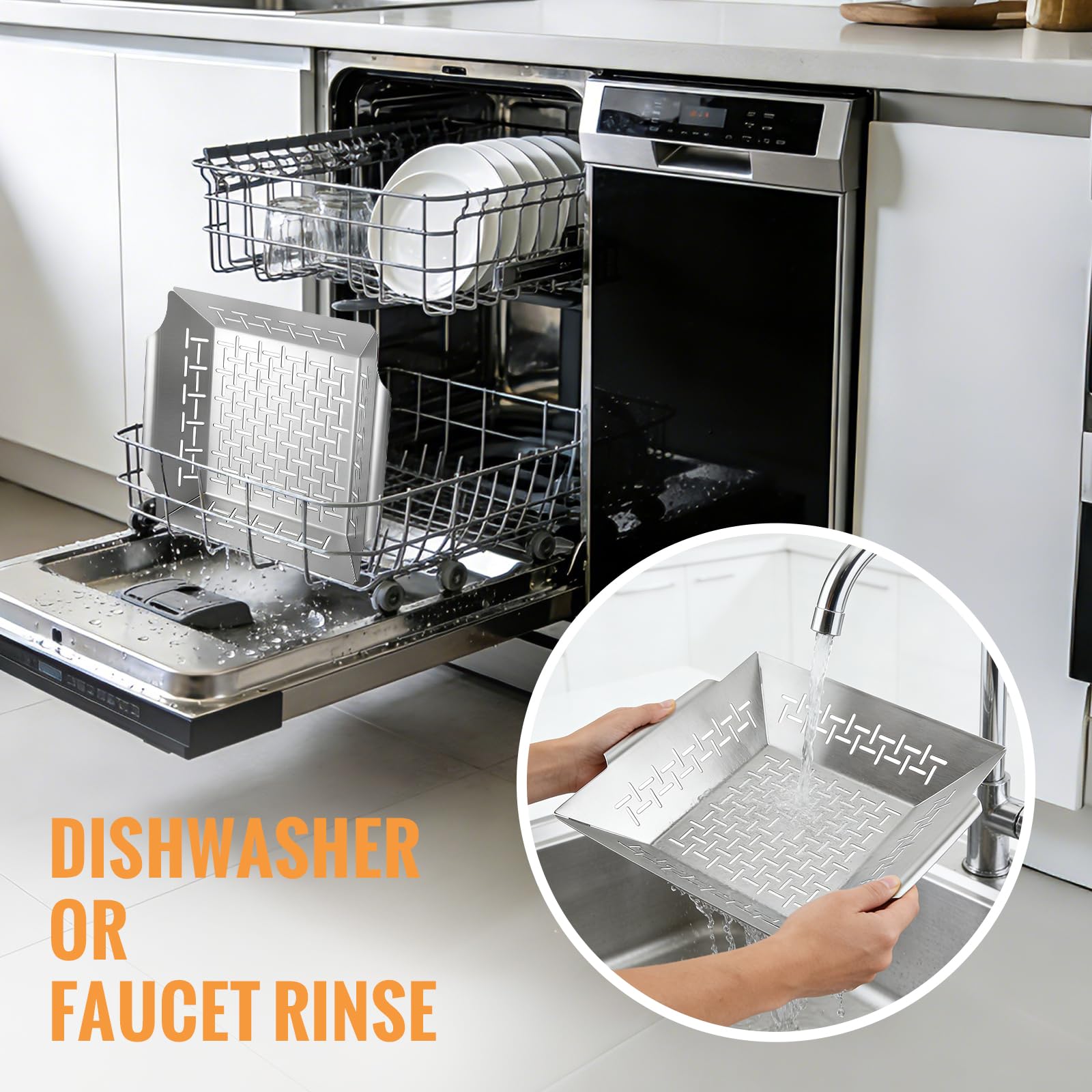 LIMERRI grill baskets with practical handle design for easy tossing.