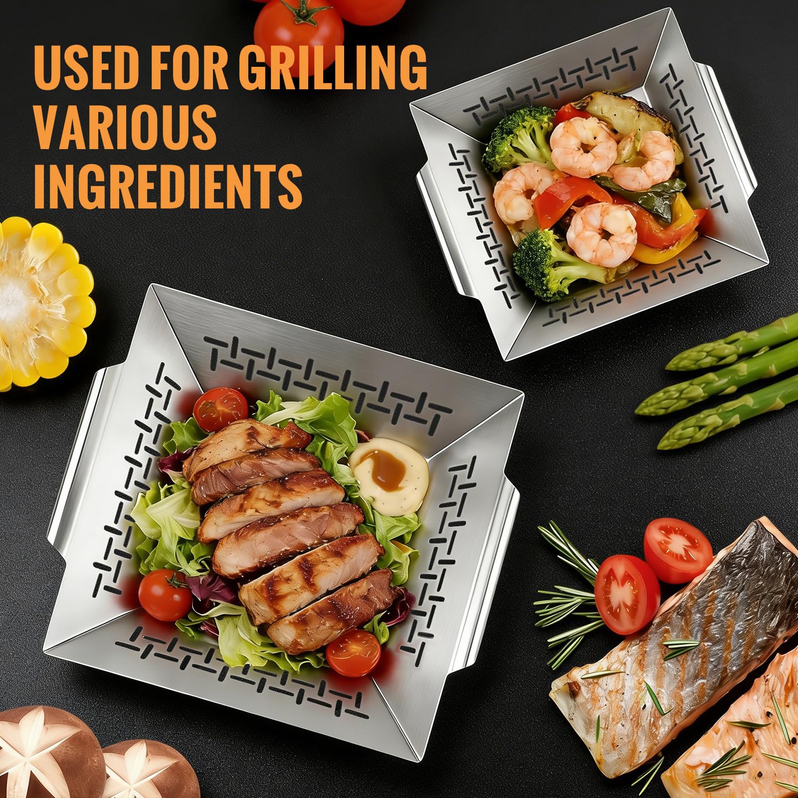 LIMERRI stainless steel grill basket close-up shows sturdy build and smooth edges.