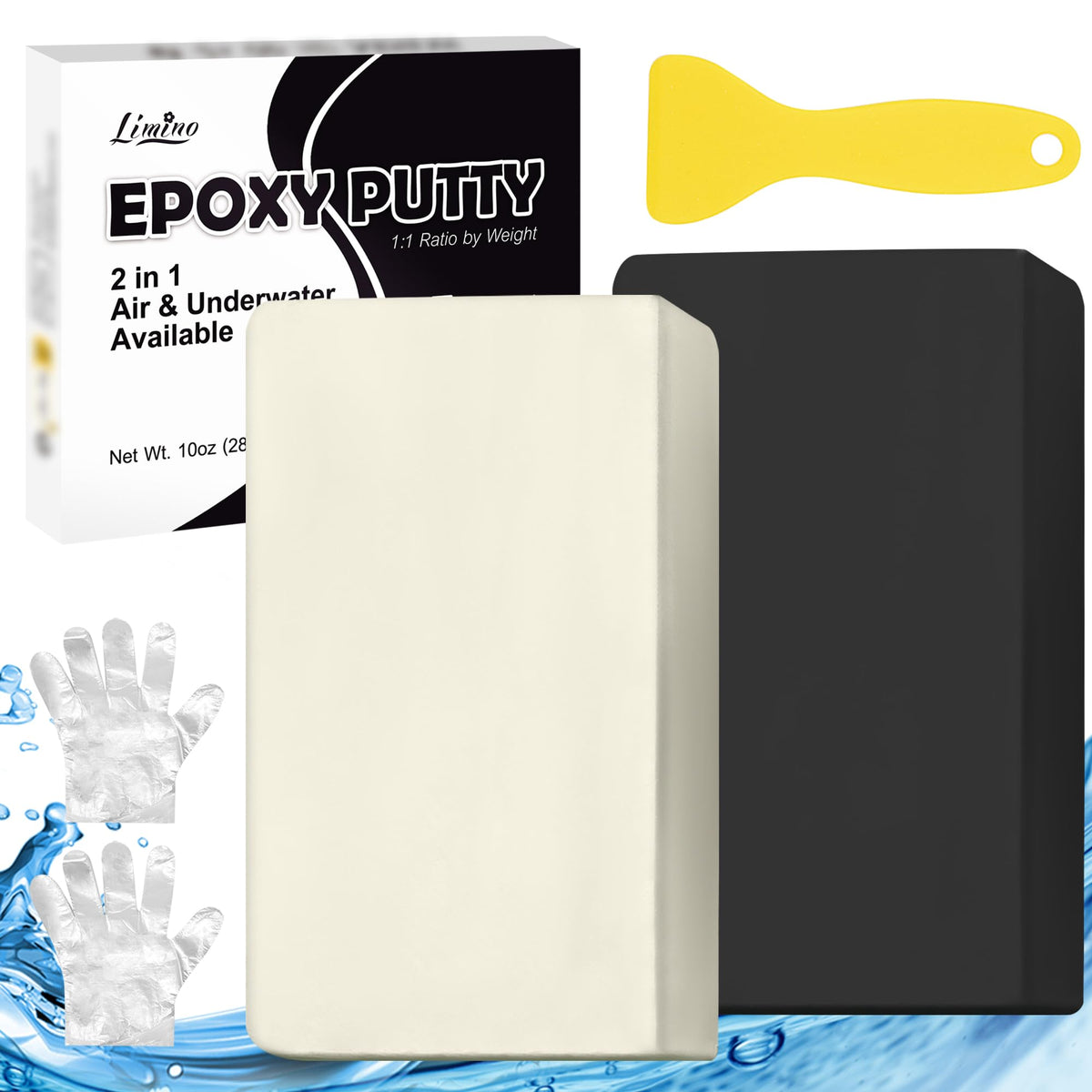 Limino epoxy putty 10oz ready for quick leak repair and crack filling.