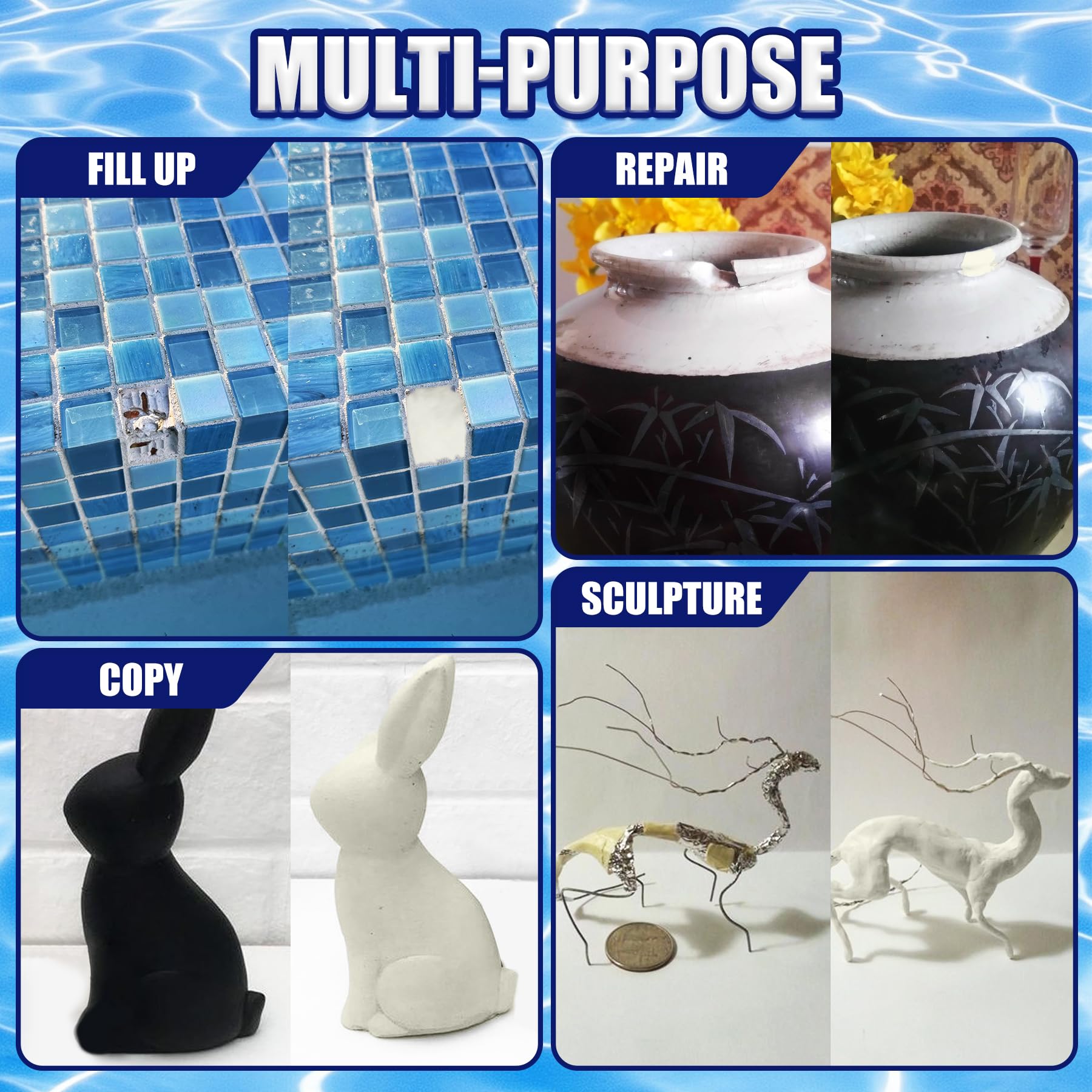 Limino Pool Putty spatula application enables smooth repairs.