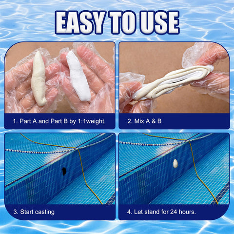 Limino Pool Putty cures to a sandable, paint-ready finish after fix.